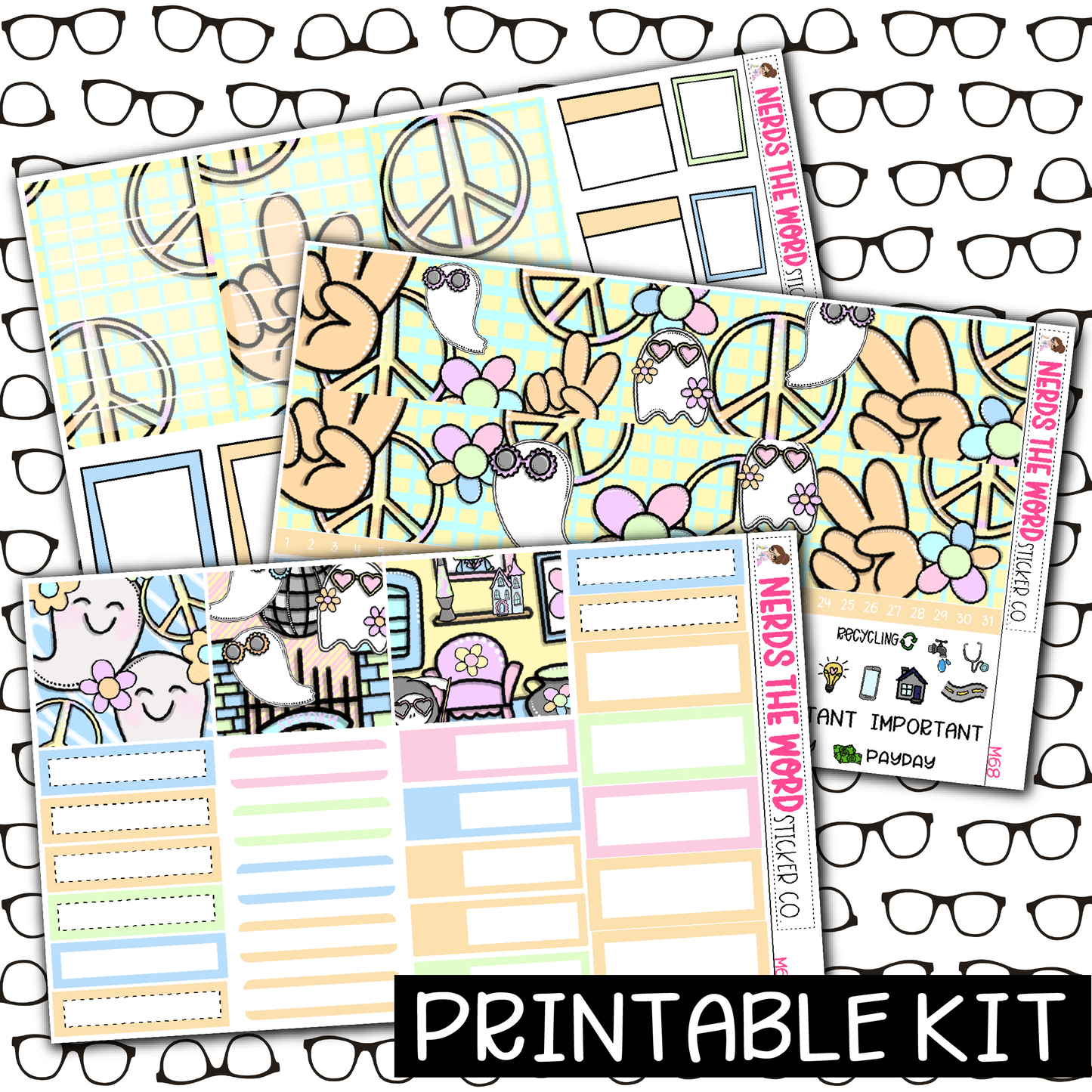 PRINTABLE - Groovy Halloween Monthly, Weekly and or Journaling Sticker Kit