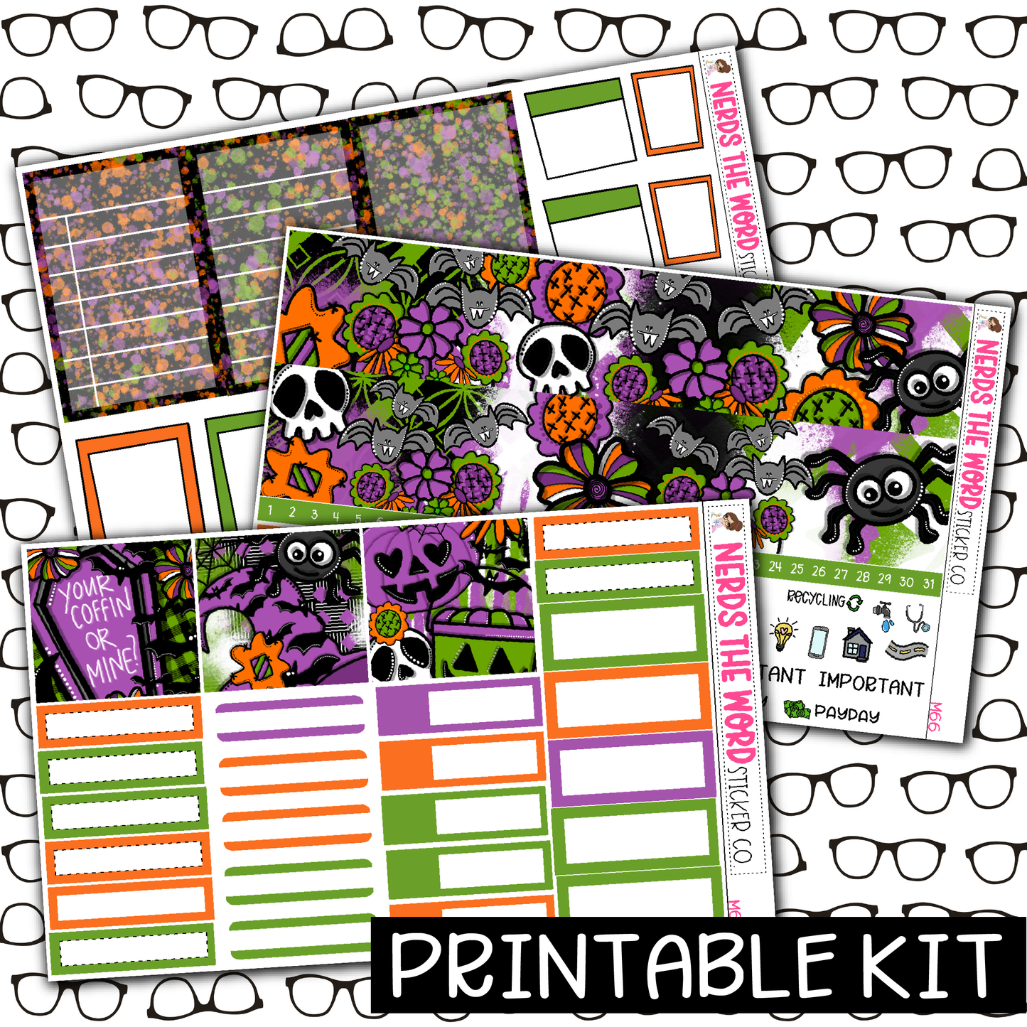 PRINTABLE - Spooky Season Monthly, Weekly and or Journaling Sticker Kit