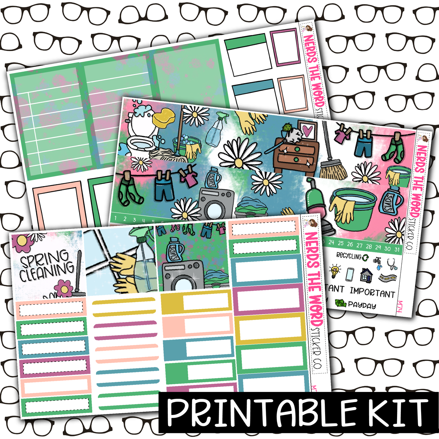 PRINTABLE -Spring Cleaning Monthly, Weekly and or Journaling Sticker Kit