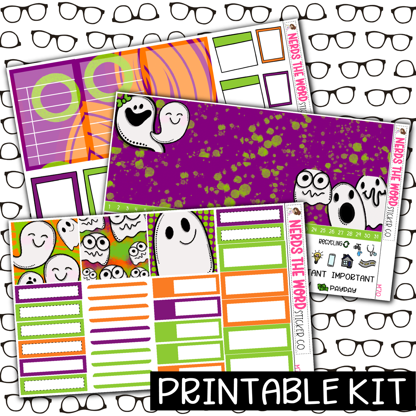 PRINTABLE - Hey Boo Monthly, Weekly and or Journaling Sticker Kit