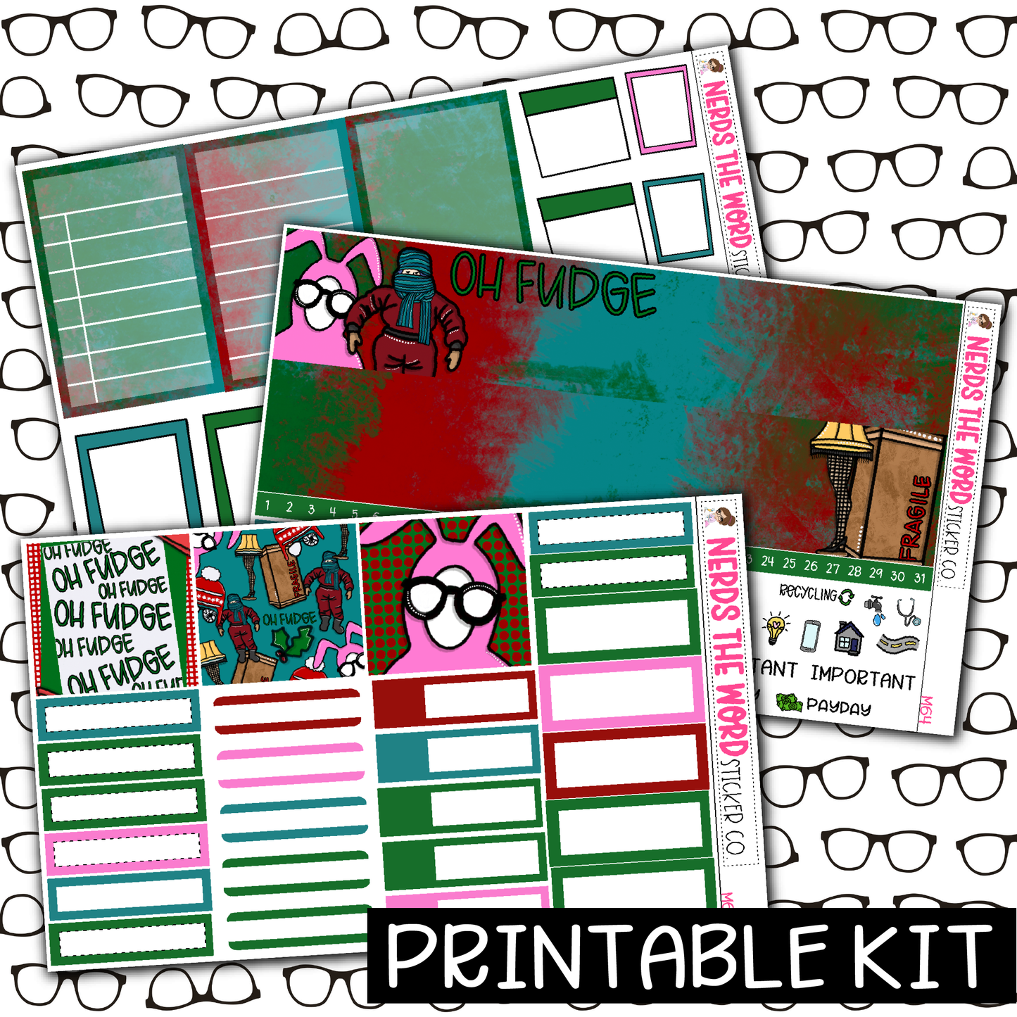 PRINTABLE - Christmas Story Monthly, Weekly and or Journaling Sticker Kit