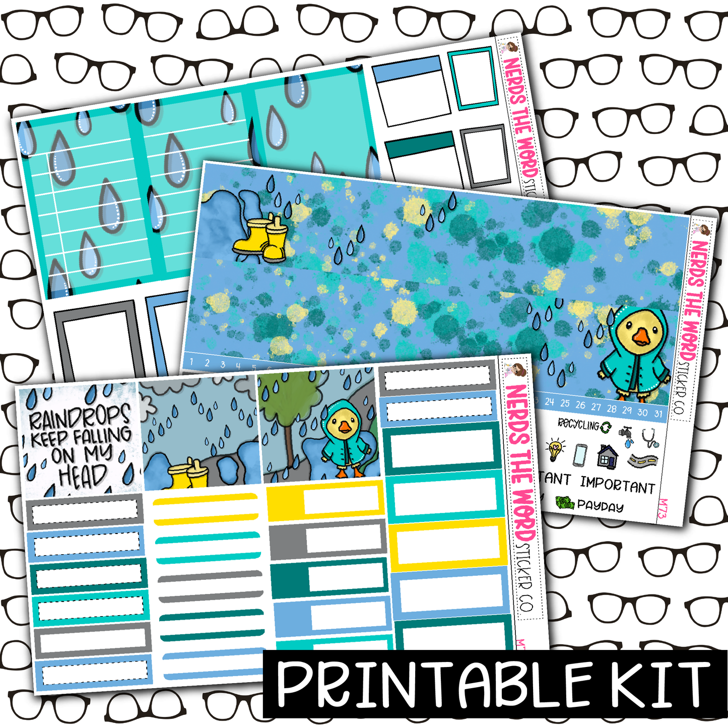 PRINTABLE -DuckyDoo Monthly, Weekly and or Journaling Sticker Kit