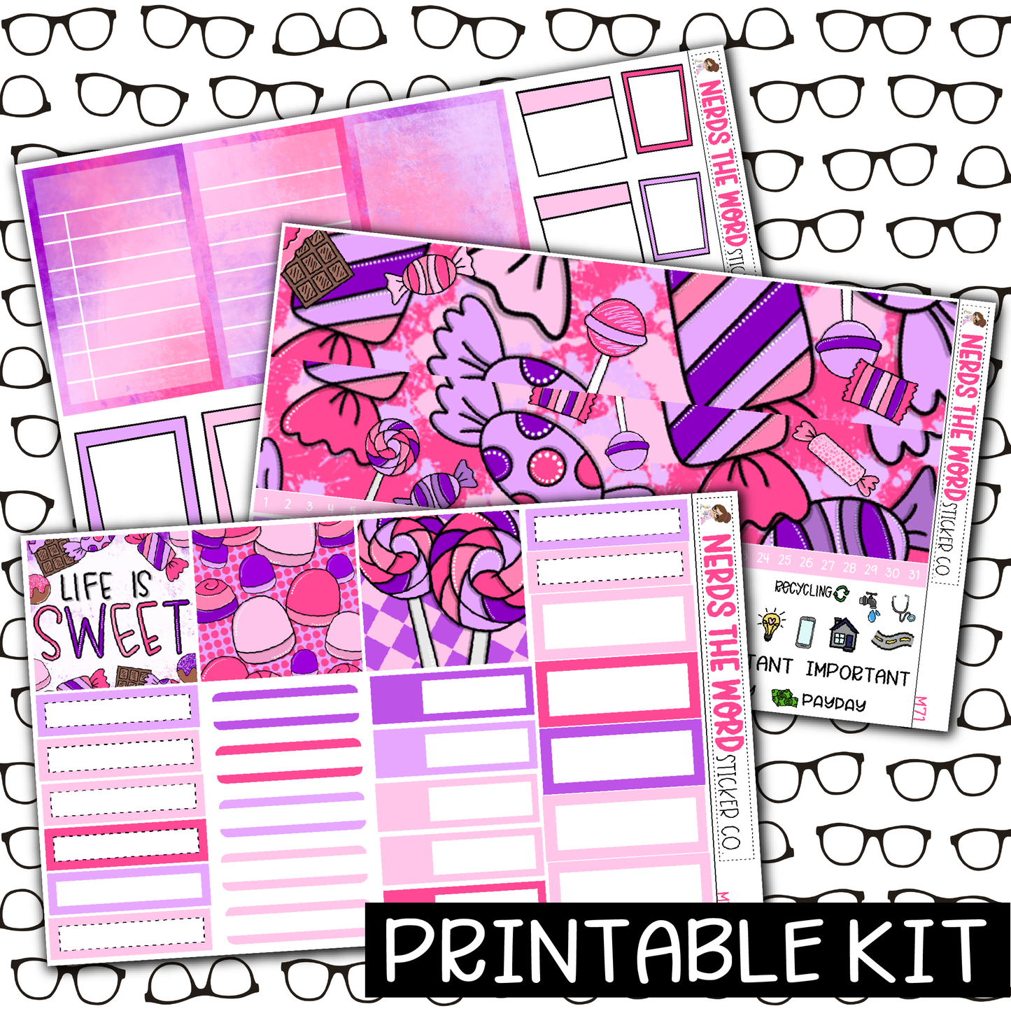 PRINTABLE - Life Is Sweet Monthly, Weekly and or Journaling Sticker Kit