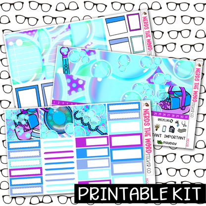 PRINTABLE - Blowing Bubbles Monthly, Weekly and or Journaling Sticker Kit