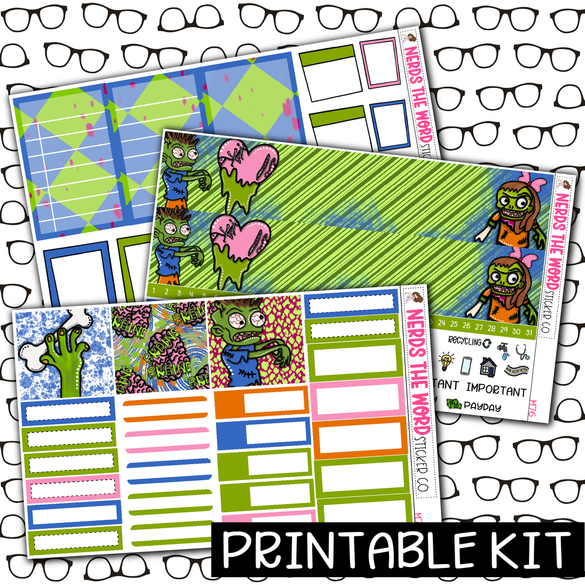 PRINTABLE - Brains Monthly, Weekly and or Journaling Sticker Kit