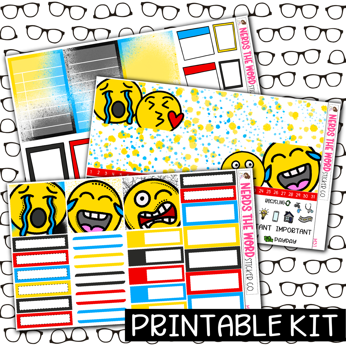 PRINTABLE -  Faces Monthly, Weekly and or Journaling Sticker Kit