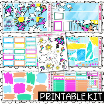 PRINTABLE - Fly a Kite Monthly, Weekly and or Journaling Sticker Kit
