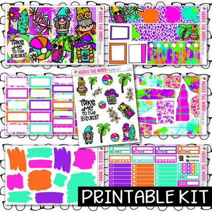 PRINTABLE - Beach Gnomes Monthly, Weekly and or Journaling Sticker Kit