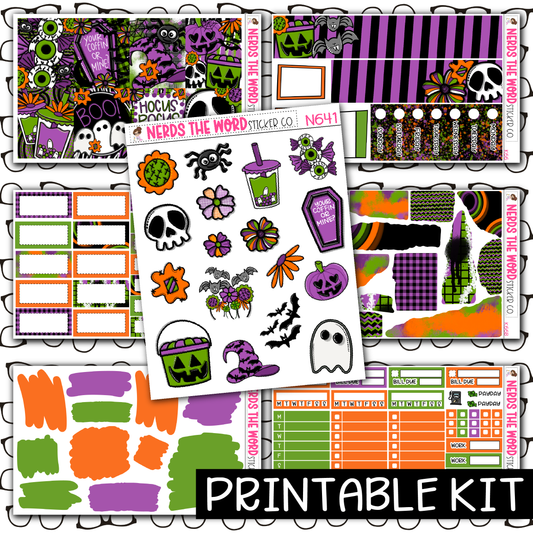PRINTABLE - Spooky Season Monthly, Weekly and or Journaling Sticker Kit