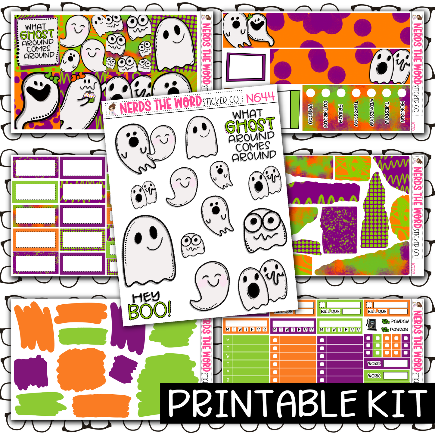 PRINTABLE - Hey Boo Monthly, Weekly and or Journaling Sticker Kit