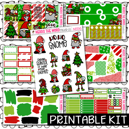 PRINTABLE - HoHo Gnome Monthly, Weekly and or Journaling Sticker Kit