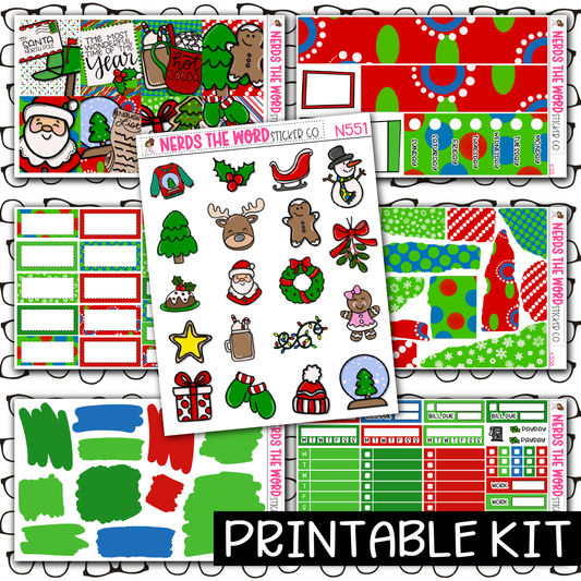 PRINTABLE - Classic Christmas Monthly, Weekly and or Journaling Sticker Kit