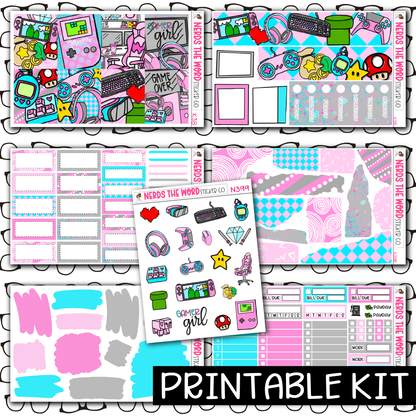 PRINTABLE - Gamer Girl Monthly, Weekly and or Journaling Sticker Kit