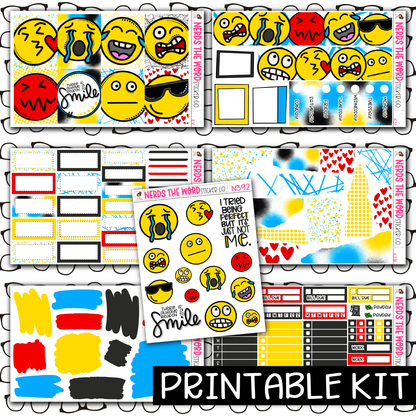 PRINTABLE -  Faces Monthly, Weekly and or Journaling Sticker Kit