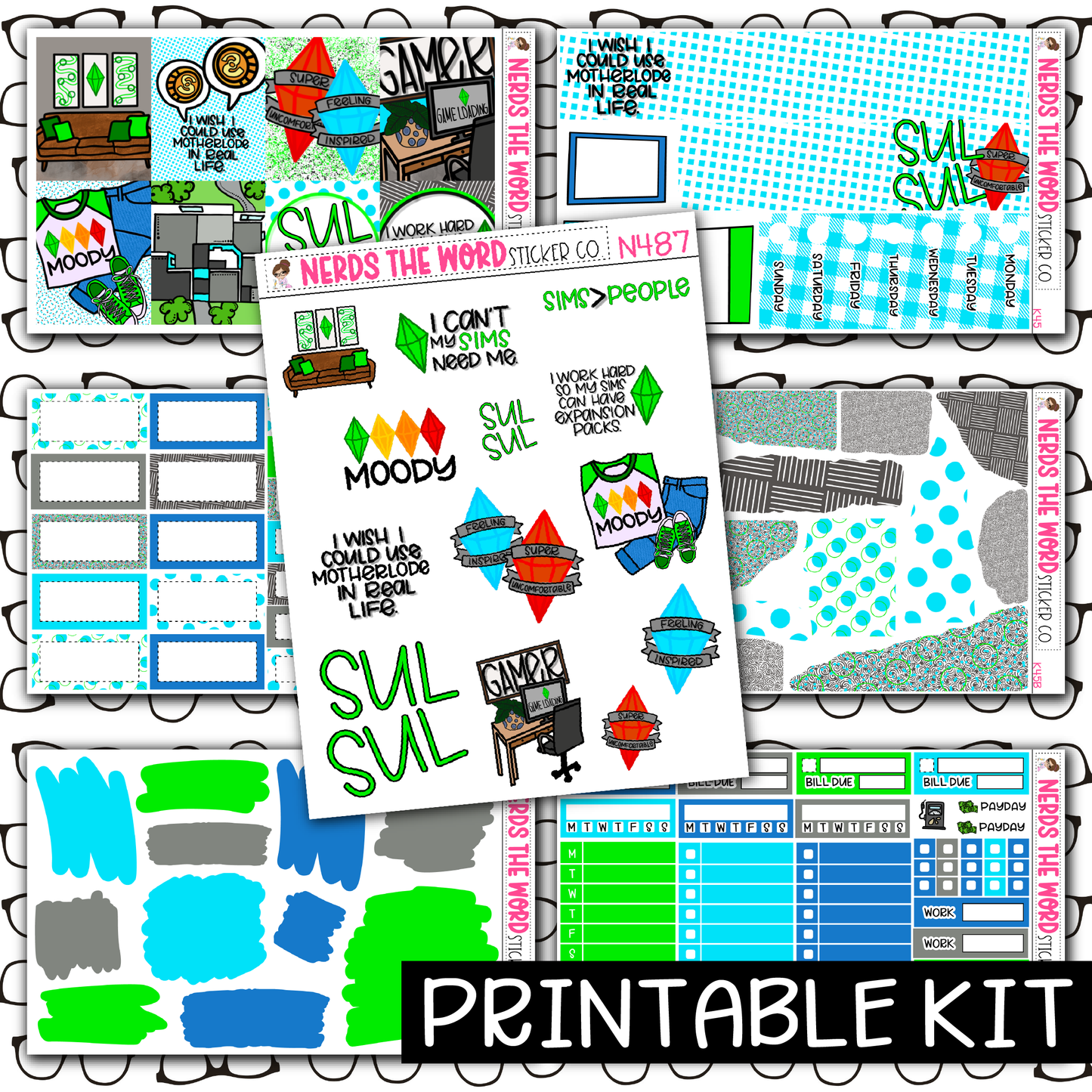 PRINTABLE - Sul Sul Monthly, Weekly and or Journaling Sticker Kit