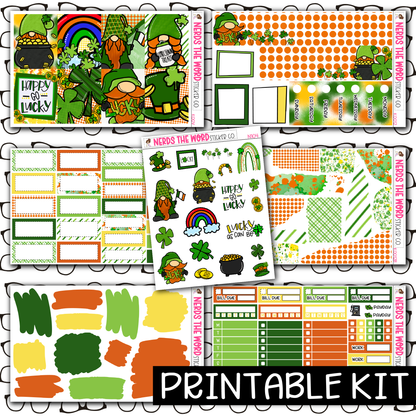 PRINTABLE - Lucky Gnomes Monthly, Weekly and or Journaling Sticker Kit