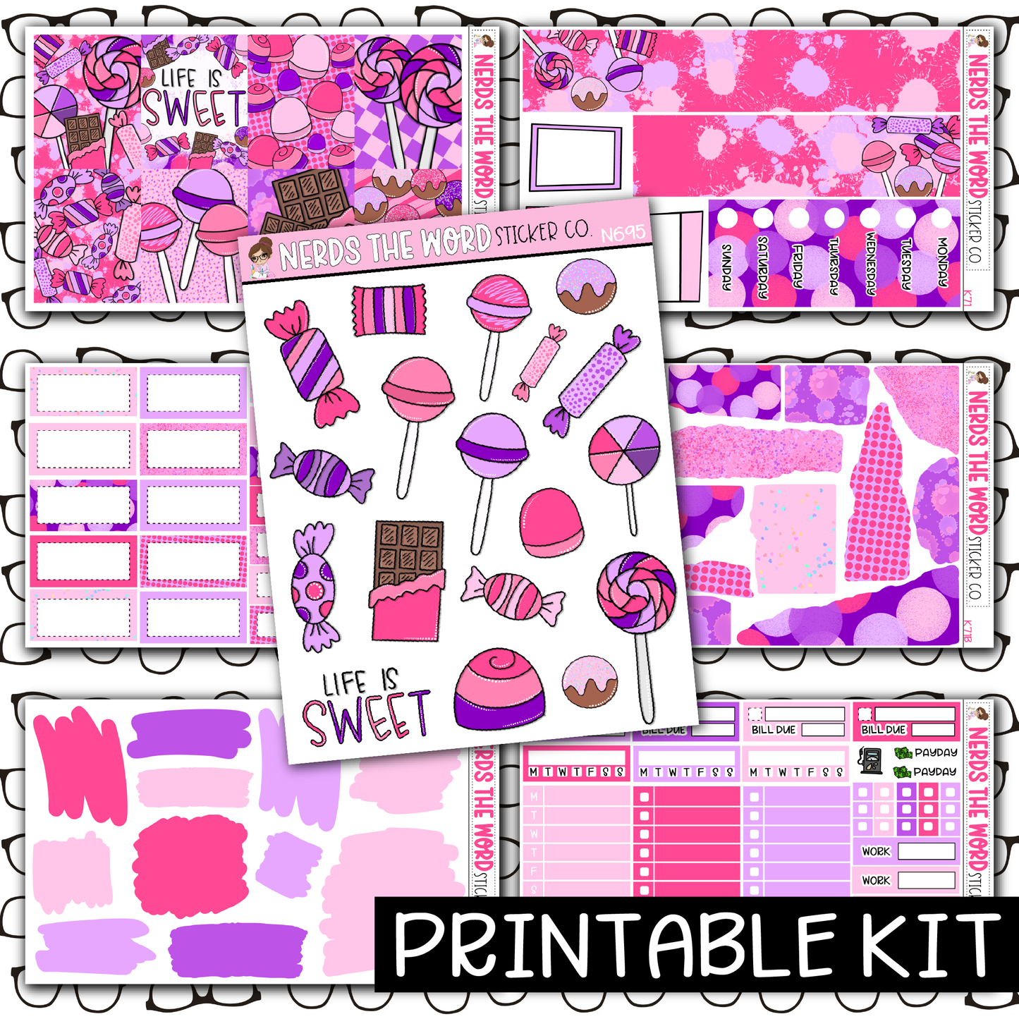 PRINTABLE - Life Is Sweet Monthly, Weekly and or Journaling Sticker Kit