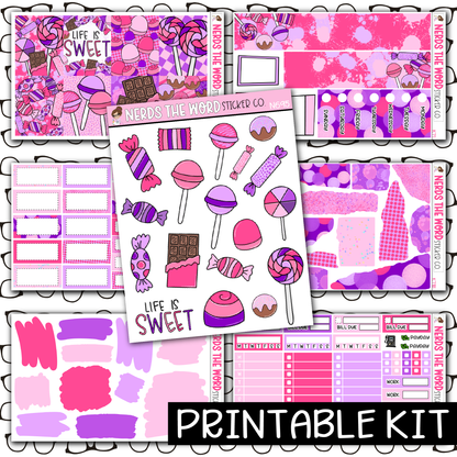 PRINTABLE - Life Is Sweet Monthly, Weekly and or Journaling Sticker Kit