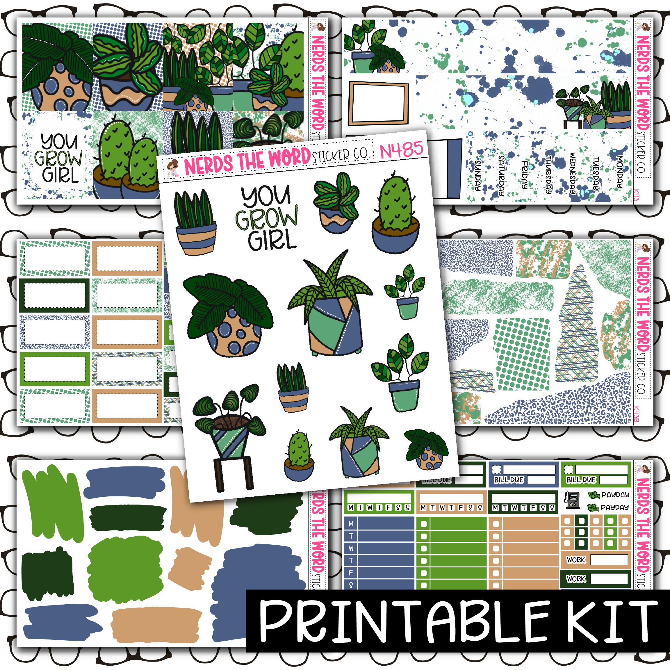 PRINTABLE - Plants Monthly, Weekly and or Journaling Sticker Kit ...