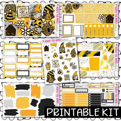 PRINTABLE - Sweet as Honey Gnomes Monthly, Weekly and or Journaling Sticker Kit