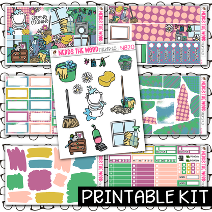 PRINTABLE -Spring Cleaning Monthly, Weekly and or Journaling Sticker Kit