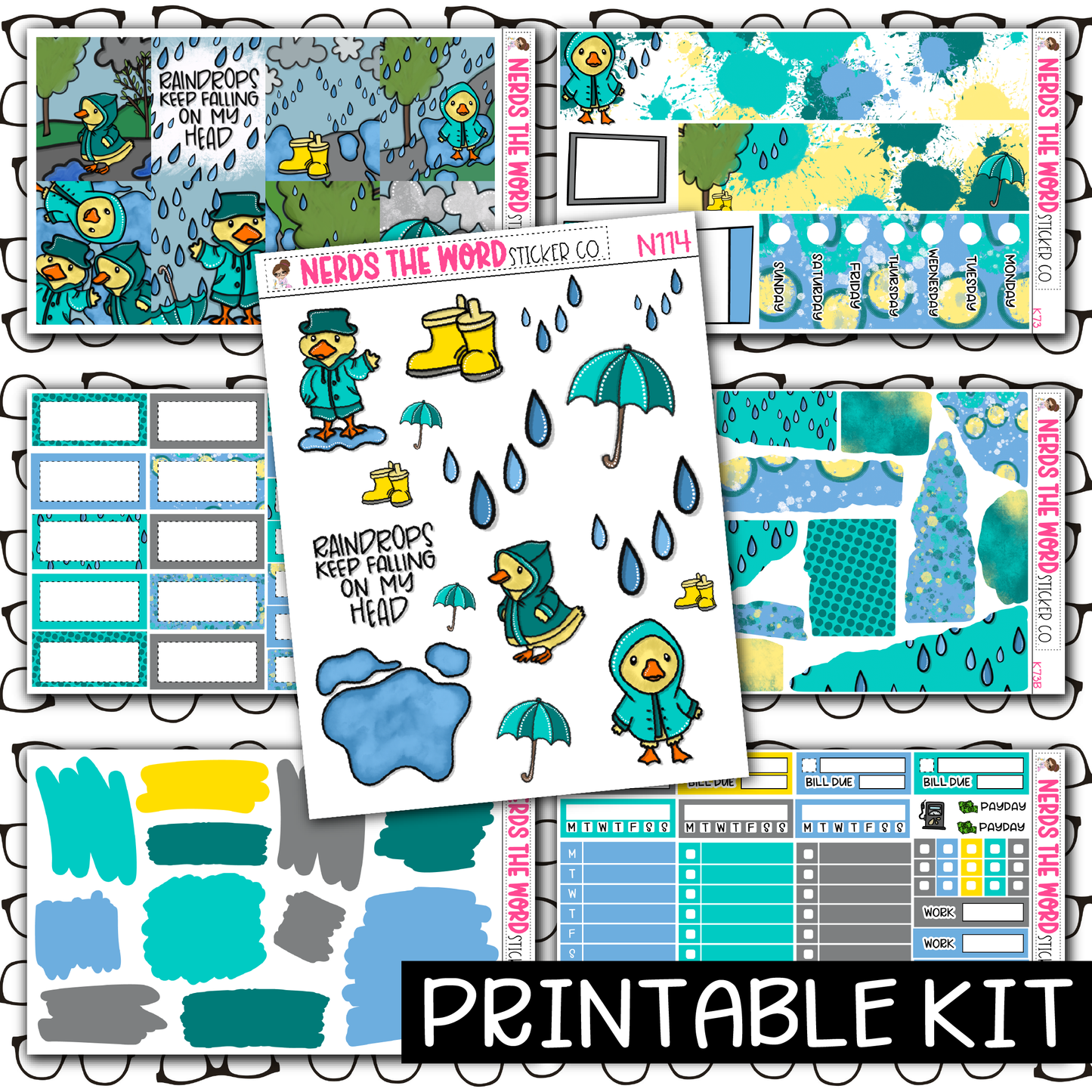 PRINTABLE -DuckyDoo Monthly, Weekly and or Journaling Sticker Kit