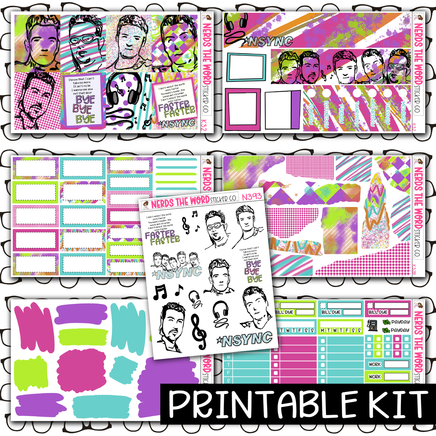 PRINTABLE - NSYNC Monthly, Weekly and or Journaling Sticker Kit