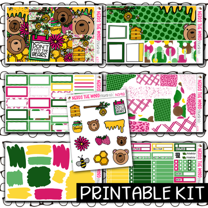 PRINTABLE - Don't Feed The Bears Monthly, Weekly and or Journaling Sticker Kit