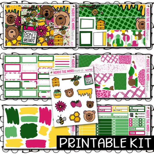 PRINTABLE - Don't Feed The Bears Monthly, Weekly and or Journaling Sticker Kit