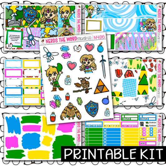 PRINTABLE - Zelda Monthly, Weekly and or Journaling Sticker Kit