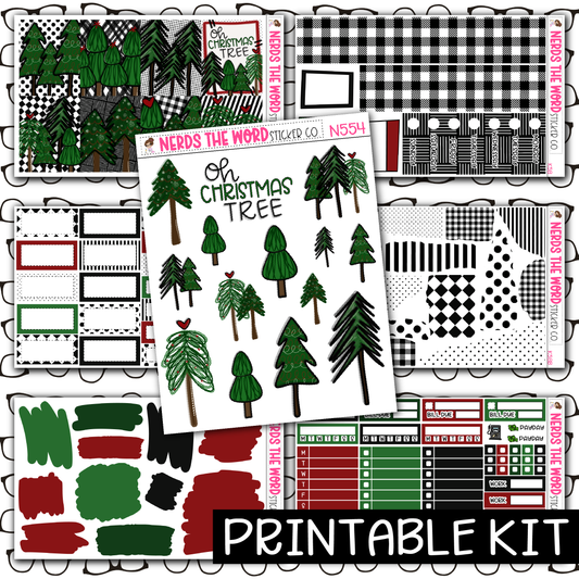 PRINTABLE - O Christmas Tree Monthly, Weekly and or Journaling Sticker Kit