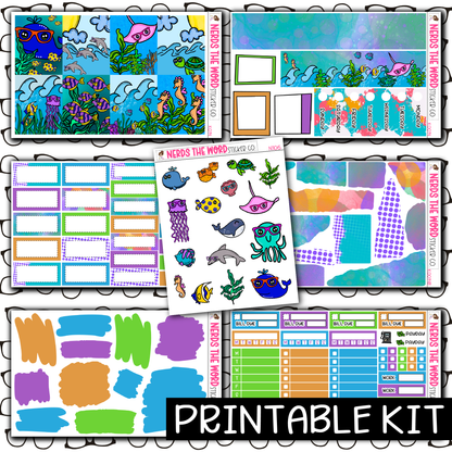 PRINTABLE -Under the Sea Monthly, Weekly and or Journaling Sticker Kit