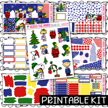 PRINTABLE - Dog Christmas Monthly, Weekly and or Journaling Sticker Kit