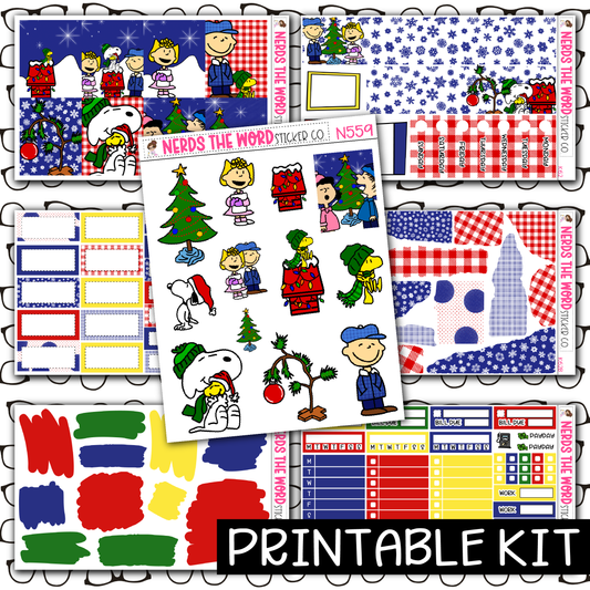 PRINTABLE - Dog Christmas Monthly, Weekly and or Journaling Sticker Kit