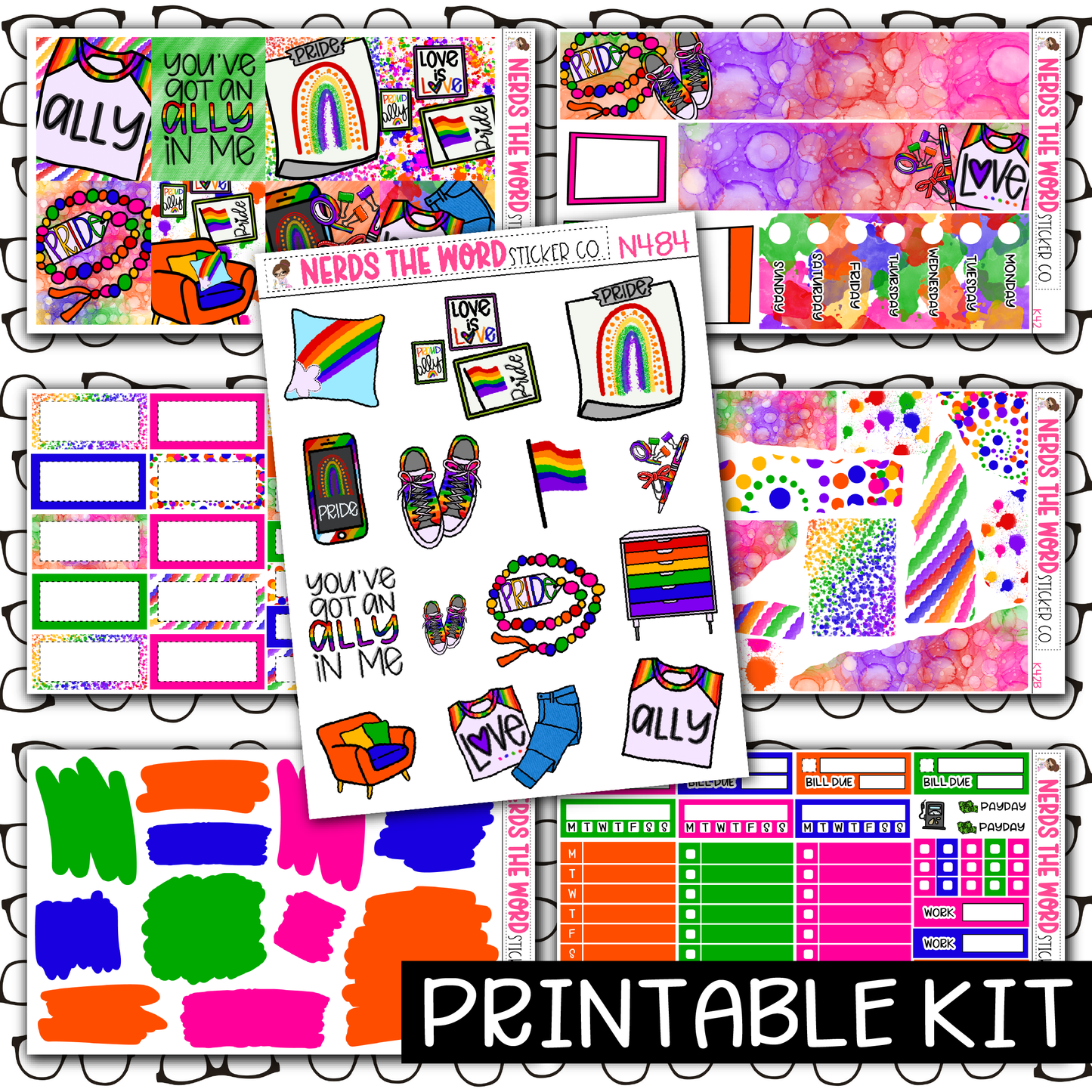 PRINTABLE - Pride Monthly, Weekly and or Journaling Sticker Kit