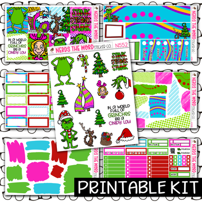 PRINTABLE - You're a Mean One Monthly, Weekly and or Journaling Sticker Kit