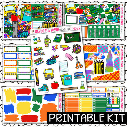PRINTABLE - Back To School Monthly, Weekly and or Journaling Sticker Kit