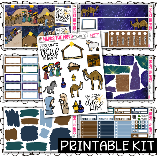 PRINTABLE - Nativity Monthly, Weekly and or Journaling Sticker Kit