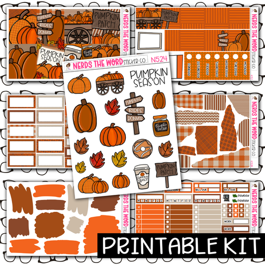 PRINTABLE - Pumpkin Patch Monthly, Weekly and or Journaling Sticker Kit