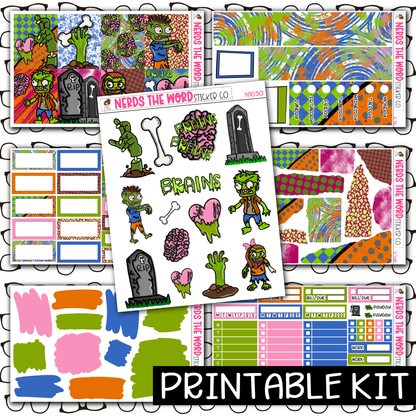 PRINTABLE - Brains Monthly, Weekly and or Journaling Sticker Kit