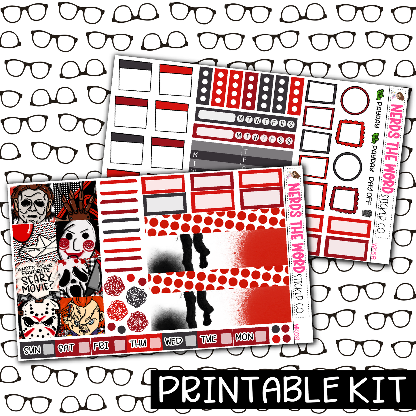 PRINTABLE - Horror Nights Monthly, Weekly and or Journaling Sticker Kit