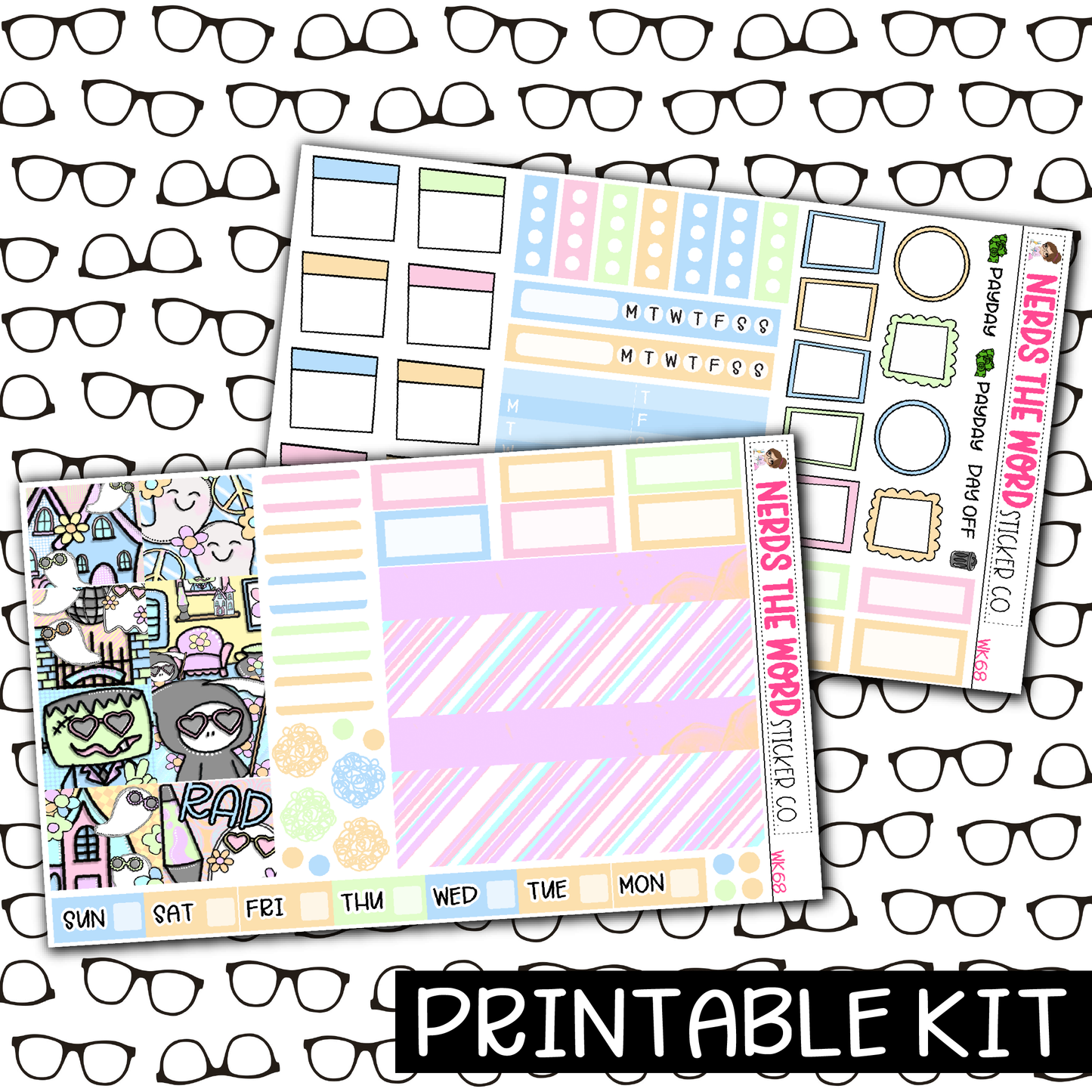 PRINTABLE - Groovy Halloween Monthly, Weekly and or Journaling Sticker Kit