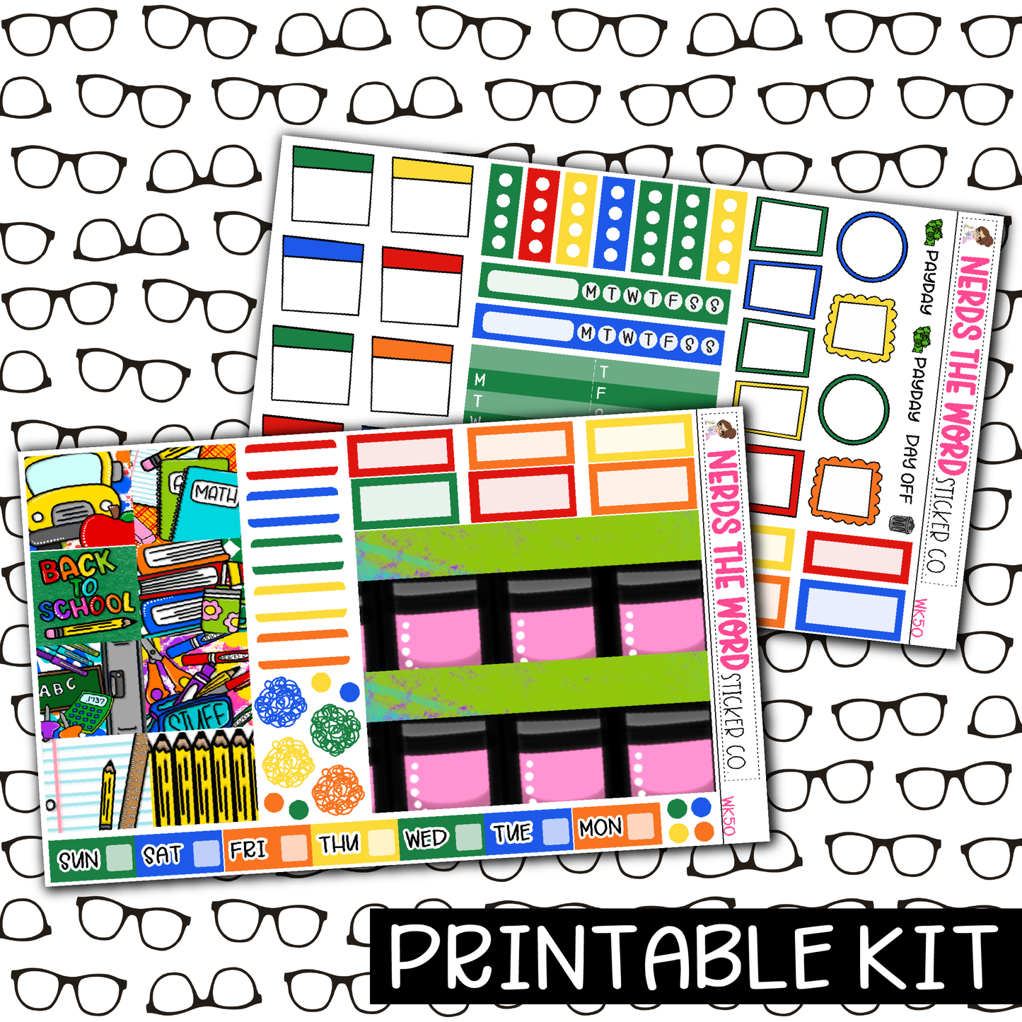 PRINTABLE - Back To School Monthly, Weekly and or Journaling Sticker Kit