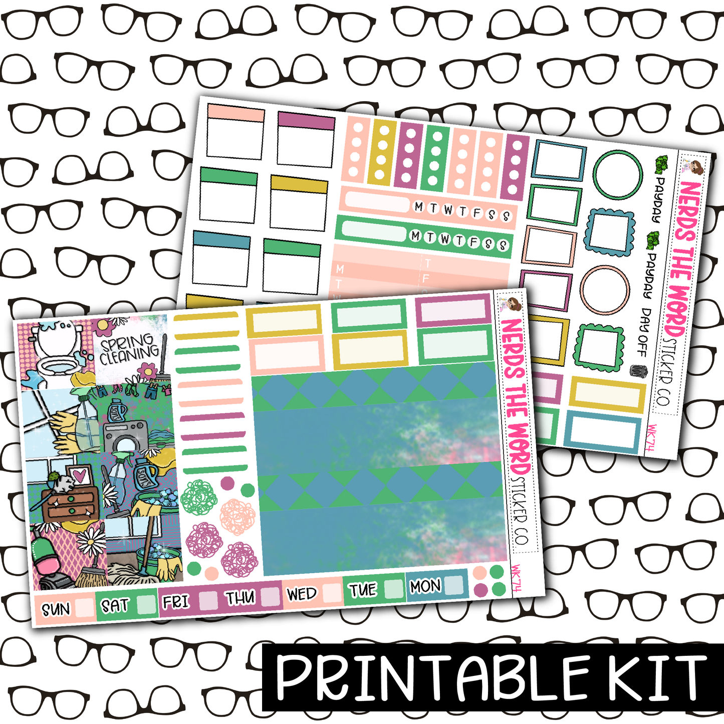 PRINTABLE -Spring Cleaning Monthly, Weekly and or Journaling Sticker Kit