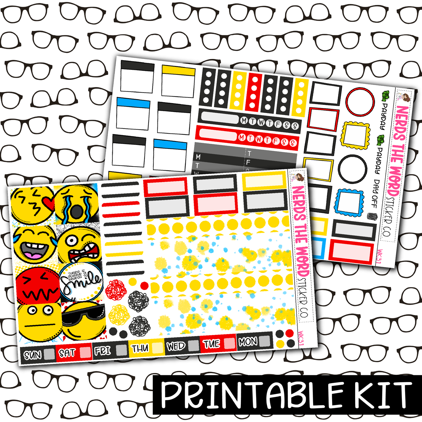 PRINTABLE -  Faces Monthly, Weekly and or Journaling Sticker Kit
