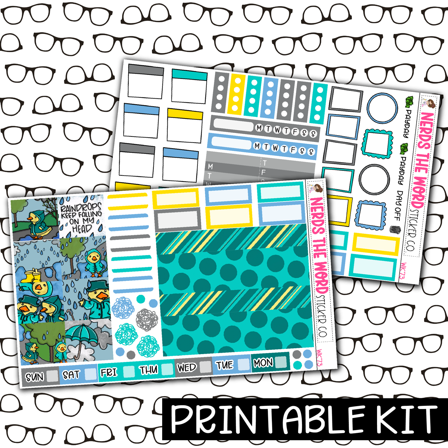 PRINTABLE -DuckyDoo Monthly, Weekly and or Journaling Sticker Kit