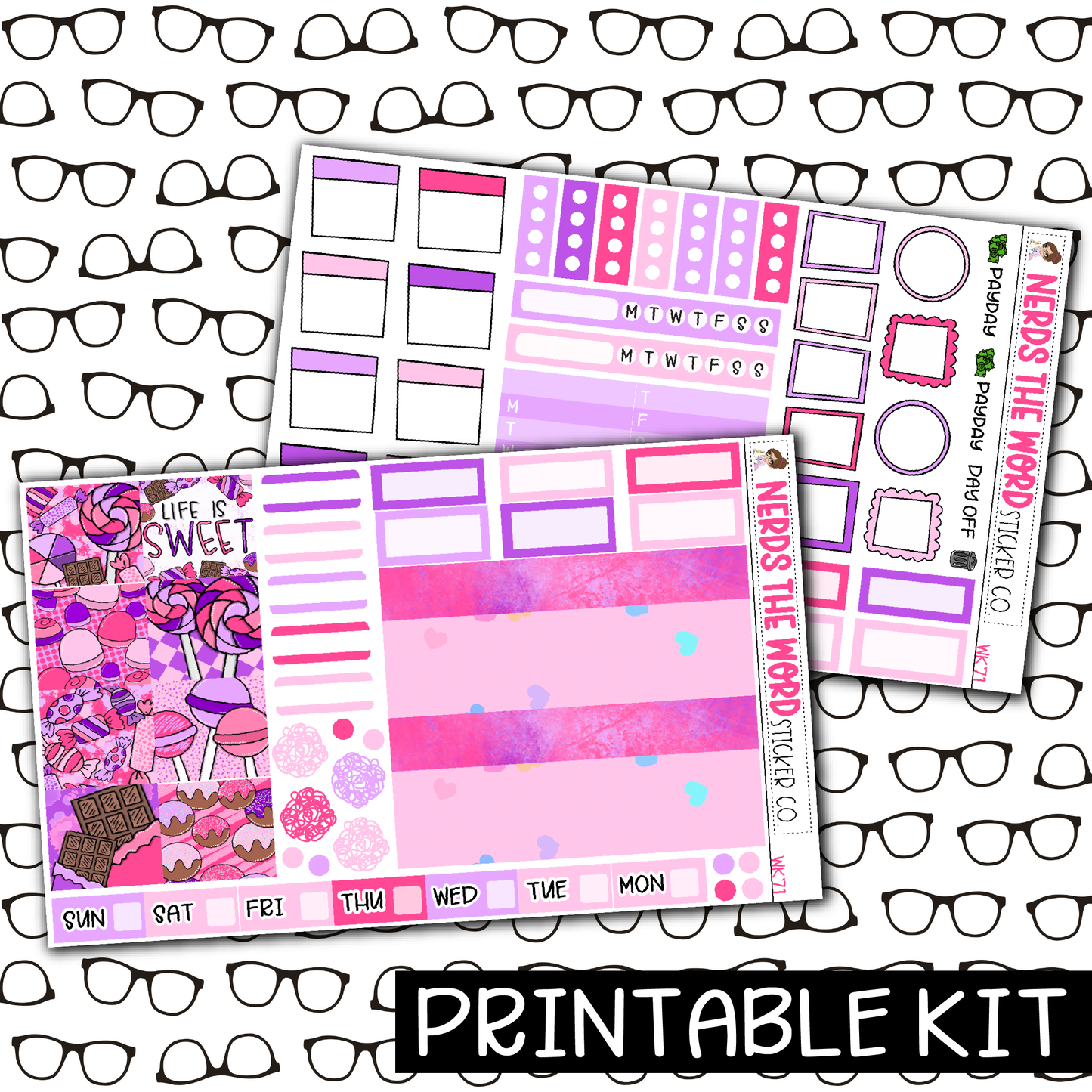 PRINTABLE - Life Is Sweet Monthly, Weekly and or Journaling Sticker Kit