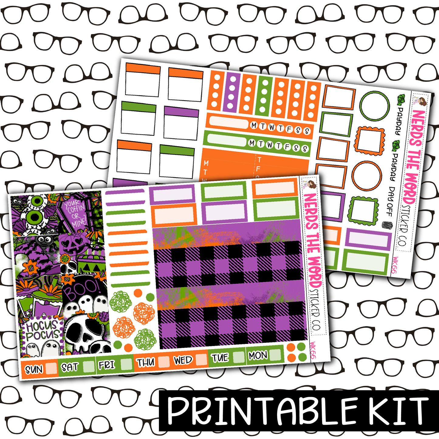 PRINTABLE - Spooky Season Monthly, Weekly and or Journaling Sticker Kit