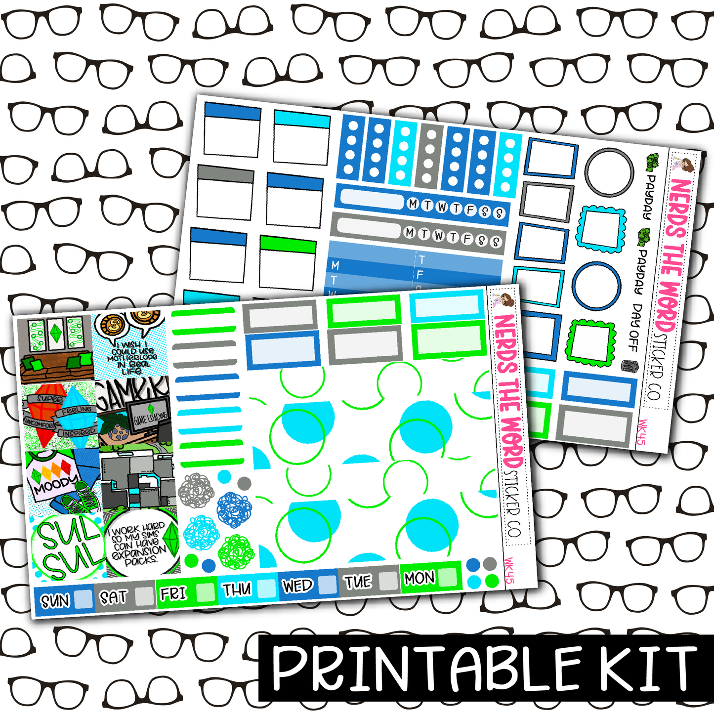 PRINTABLE - Sul Sul Monthly, Weekly and or Journaling Sticker Kit