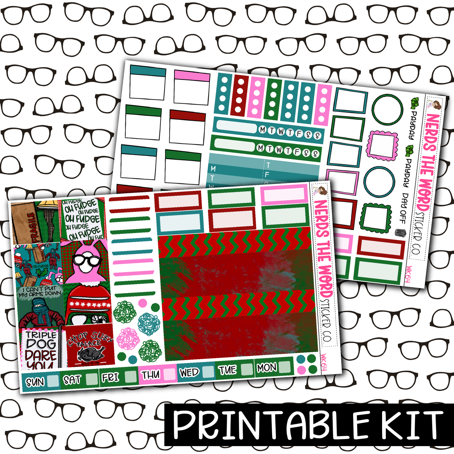 PRINTABLE - Christmas Story Monthly, Weekly and or Journaling Sticker Kit